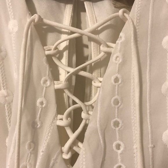 White Romper with Tie-Up Front - Picture 2 of 6